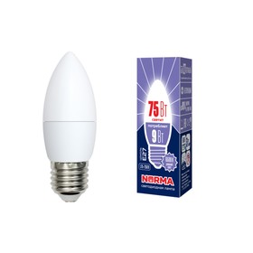 Лампа светодиодная Uniel, E27, 9 Вт, свечение дневное белое