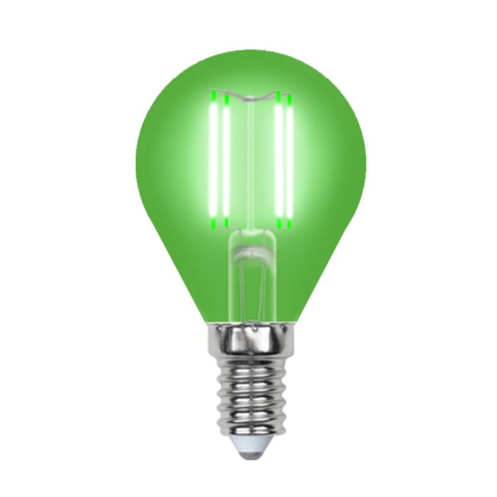 Лампа светодиодная Uniel, E14, 5 Вт, свечение зелёное