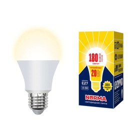 Лампа светодиодная Uniel, E27, 20 Вт, свечение тёплое белое
