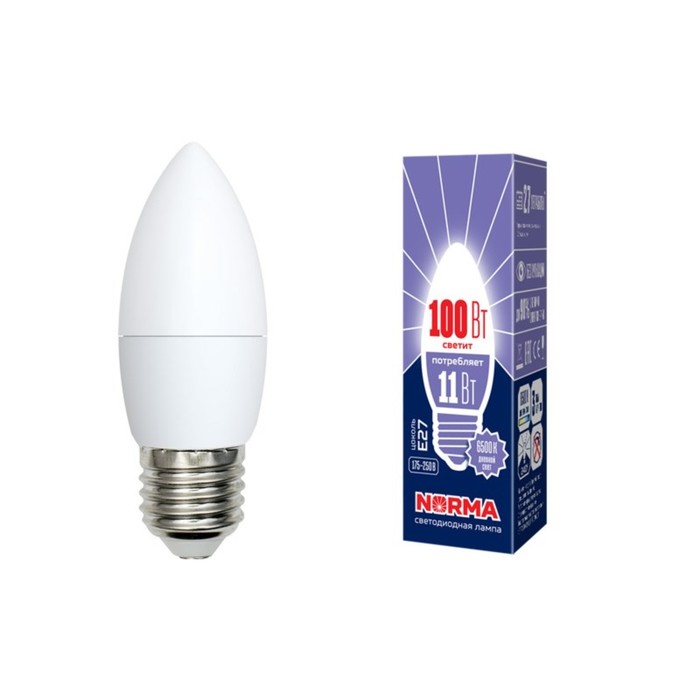 Лампа светодиодная Uniel, E27, 11 Вт, свечение дневное белое - Фото 1