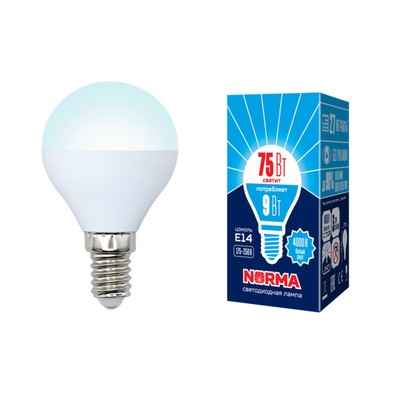 Лампа светодиодная Uniel, E14, 9 Вт, свечение белое