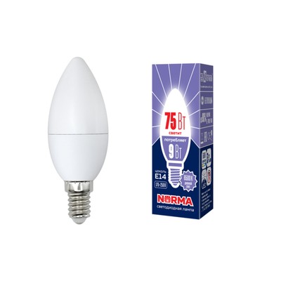 Лампа светодиодная Uniel, E14, 9 Вт, свечение дневное белое