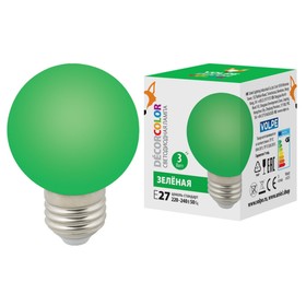Лампа светодиодная Uniel, E27, 3 Вт, свечение зелёное