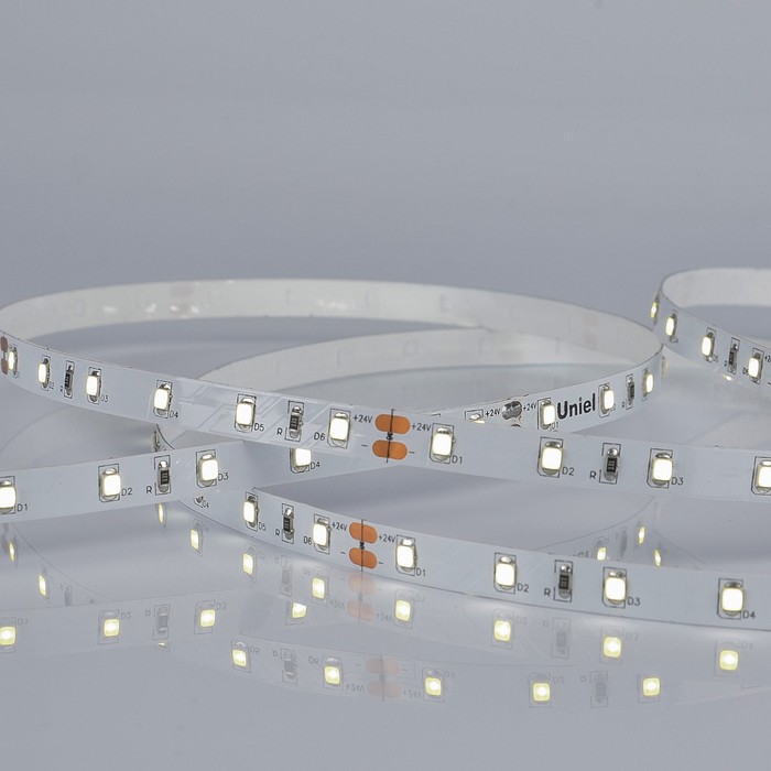 Светодиодная лента на самоклеящейся основе Uniel, IP20, 5 м, 60 LED/м, 6 Вт/м, 24 В, 4000К, свечение белое - фото 1928601138