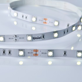 Светодиодная лента на самоклеящейся основе Uniel, IP20, 5 м, 5050, 30 LED/м, 7,2 Вт/м, 12 В, 6500К, свечение дневное белое