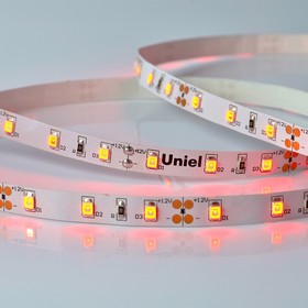 Светодиодная лента на самоклеящейся основе Uniel, IP20, 5 м, 2835, 60 LED/м, 4,8 Вт/м, 12 В, свечение красное