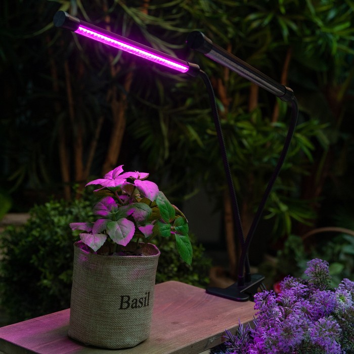 Светильник для растений светодиодный с таймером, на прищепке Uniel, 15 Вт, LED, IP40, 710х110х75 мм, цвет чёрный - фото 1908144611