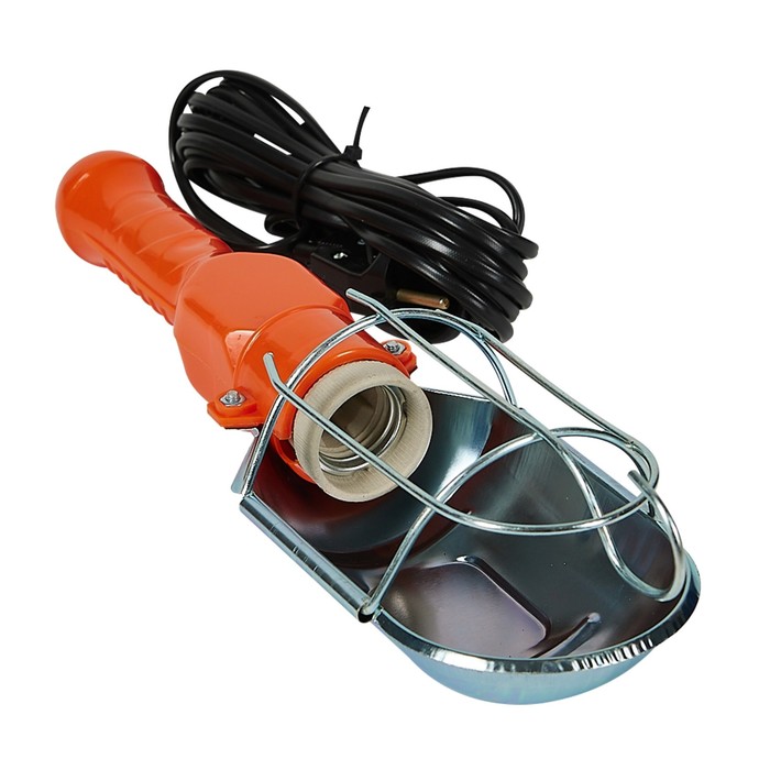 Светильник переносной под лампу Е27, шнур 10 м, выкл. на корпусе Uniel, E27, IP20, 340х100х100 мм, цвет оранжевый