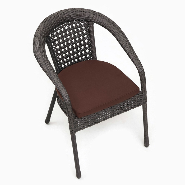 Кресло садовое из искусственного ротанга 60х70х80см венге с подушкой