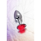 Анальная пробка  Metal by TOYFA, металл, серебристая с красной розочкой, D=27 mm 8 см, 48 г   104480 - Фото 7