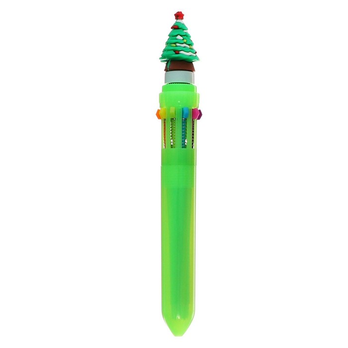 Ручка шариковая автоматическая 10-ти цветная, МИКС Новый год-спиннер  Ёлка
