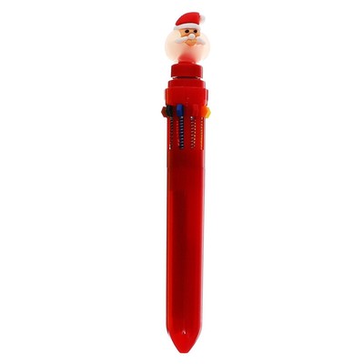 Ручка шариковая новый год-спинер "Дед мороз", 10-ти цветная, автоматическая, МИКС