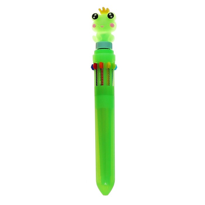 Ручка шариковая-спинер "Лягушка", 10-ти цветная, автоматическая, зеленая - Фото 1