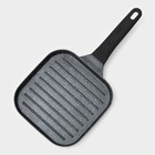 Сковорода-гриль Доляна «Моно», d=18 см, индукция, литой алюминий, чёрная - Фото 3