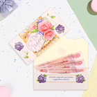Конверт для денег "С Днём Рождения!" цветочки, 18,5 х 8,5 см - фото 10016298