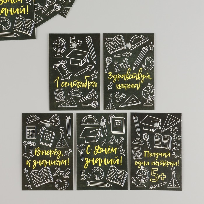 Бирка картон "Школьная доска" набор 10 шт (5 видов) 4х6 см - Фото 1