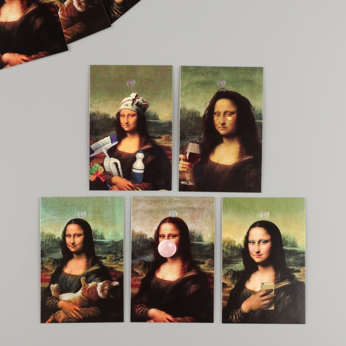 Бирка картон "Современная Лиза" набор 10 шт (5 видов) 4х6 см - Фото 1