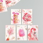 Бирка картон "Розовая акварель" набор 10 шт (5 видов) 4х6 см - фото 321503275