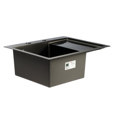 Мойка кухонная AFLORN AF95848F-L, врезная, левая, S=3 и 0.8 мм, 58×48×22 см, сифон, графит