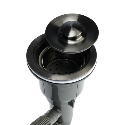 Мойка кухонная AFLORN AF95848F-L, врезная, левая, S=3 и 0.8 мм, 58×48×22 см, сифон, графит