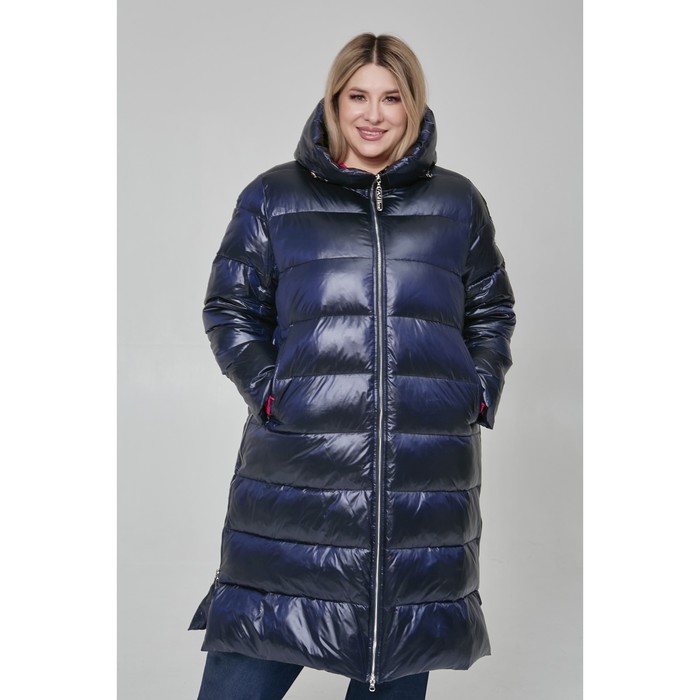 Пальто женское, размер 68, цвет тёмно-синий - Фото 1