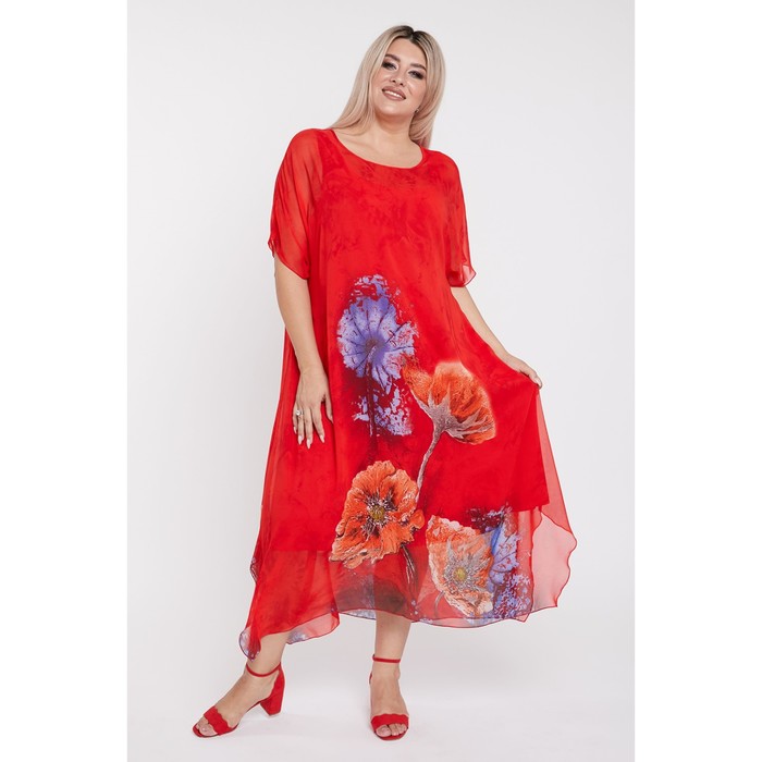 Платье женское, размер 64, цвет красный - Фото 1