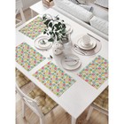 Комплект салфеток для сервировки стола «Цветы на пасхальных яйцах», прямоугольные, размер 32х46 см, 4 шт - Фото 1