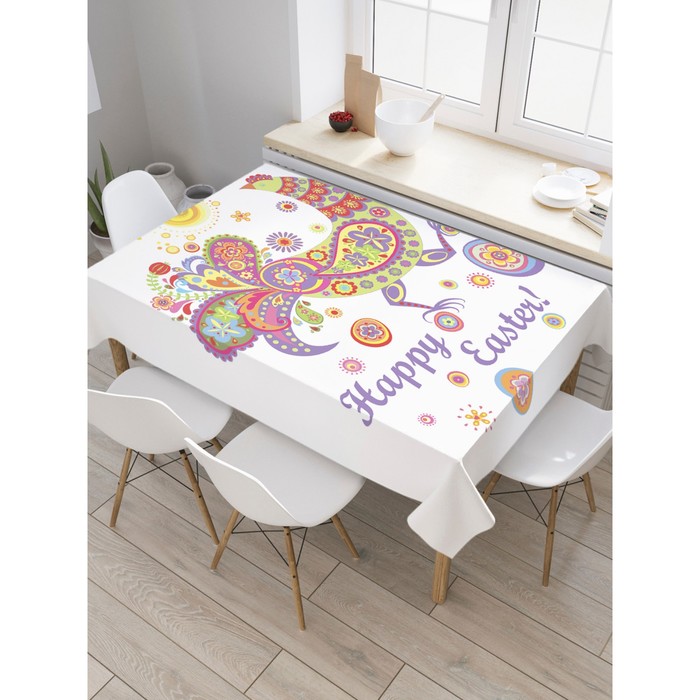 Скатерть на стол с рисунком «Орнаментальная курочка на Пасху», размер 120x145 см - Фото 1