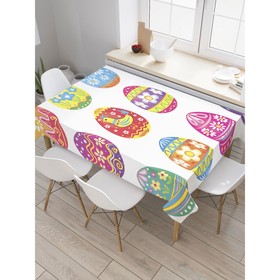 Скатерть на стол «Раскраска пасхальных яиц», прямоугольная, сатен, размер 120х145 см