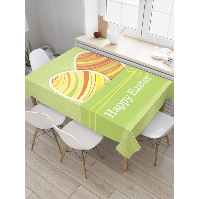Скатерть на стол с рисунком «Полосатые пасхальные яйца», размер 145x180 см - Фото 1