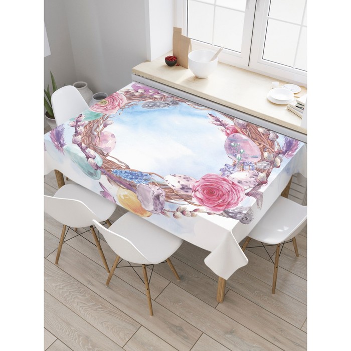 Скатерть на стол «Пасхальный венок», прямоугольная, сатен, размер 145х180 см - Фото 1