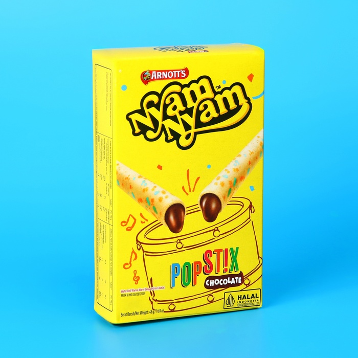 Бисквитные палочки Nyam Nyam Popstix со вкусом шоколада, 48 г - Фото 1
