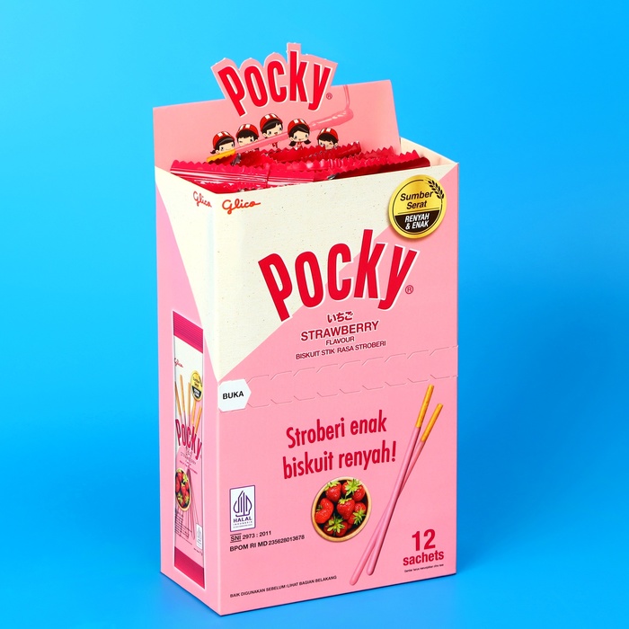 Бисквитные палочки POCKY со вкусом клубники, 11 г - Фото 1
