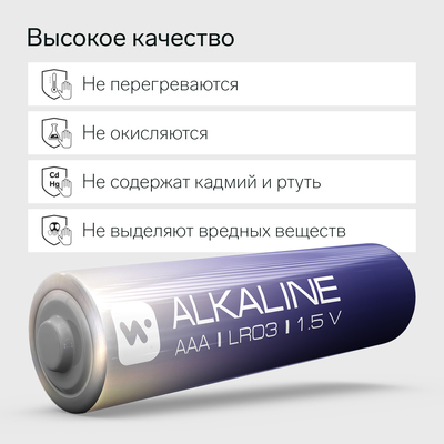 Батарейка алкалиновая Windigo, AAA, LR03, блистер, 4 штуки