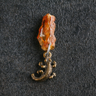 Брелок талисман "Ящерка", латунь, янтарь - фото 321720827