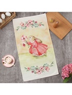 Полотенце кухонное «Этель. Зайчик с цветком», 40×73 см, 100% хлопок, саржа 190 г/м² - Фото 3