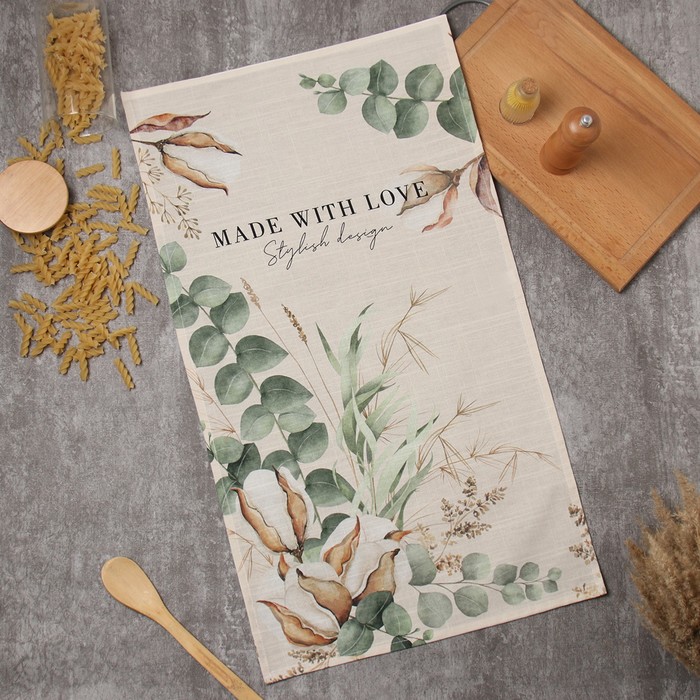 Полотенце кухонное «Этель» Cotton, бежевое, 40×73 см - Фото 1