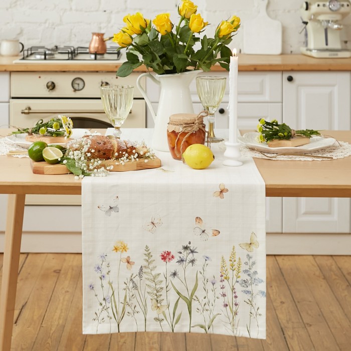 Дорожка на стол «Этель» Wild flowers, 40×149 см, 100% хлопок, репс 220 г/м²