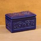 Шкатулка Риштанская керамика "Акташ" синяя, 12х7см - фото 321504177