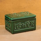 Шкатулка Риштанская керамика "Акташ" зеленая, 12х7см - фото 321504181