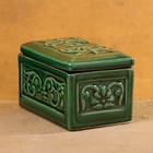 Шкатулка Риштанская керамика "Акташ" зеленая, 12х7см - фото 9936880