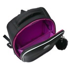 Ранец каркасный, 37 х 26 х 16 см, Grizzly, + брелок, чёрный - фото 24060698