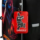 Ранец каркасный, 37 х 26 х 16 см, Grizzly, светодиодная подсветка с брелком, чёрный - Фото 10