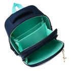 Ранец каркасный, 36 х 28 х 20 см, Grizzly, светодиодная подсветка с брелком, тёмно-синий - фото 24060708