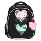 Ранец каркасный, 36 х 28 х 20 см, Grizzly, + брелок, чёрный - фото 23956291