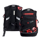 Рюкзак школьный, 40 х 25 х 22 см, Grizzly, эргономичная спинка, отделение для ноутбука, чёрный/красный - фото 109813031