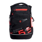 Рюкзак школьный, 40 х 25 х 22 см, Grizzly, эргономичная спинка, отделение для ноутбука, чёрный/красный - Фото 3