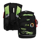 Рюкзак школьный, 40 х 25 х 22 см, Grizzly, эргономичная спинка, отделение для ноутбука, чёрный/зелёный - фото 300026532