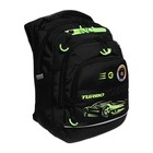 Рюкзак школьный, 40 х 25 х 22 см, Grizzly, эргономичная спинка, отделение для ноутбука, чёрный/зелёный - Фото 2