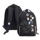 Рюкзак школьный, 38 х 29 х 16 см, Grizzly, эргономичная спинка, чёрный - фото 26360885
